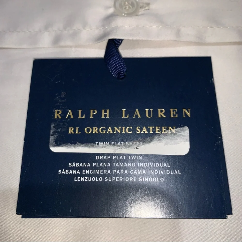 Ralph Lauren platinum organic cotton sateen twin flat sheet new‎ in bag